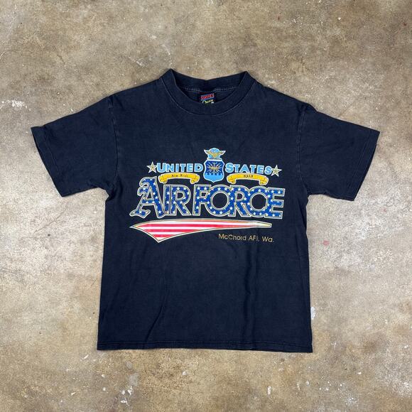 Vtg USAF Air Force McChord AFB T-Shirt Mens M Black Soffe’s Choice Single Stitch - Picture 1 of 8